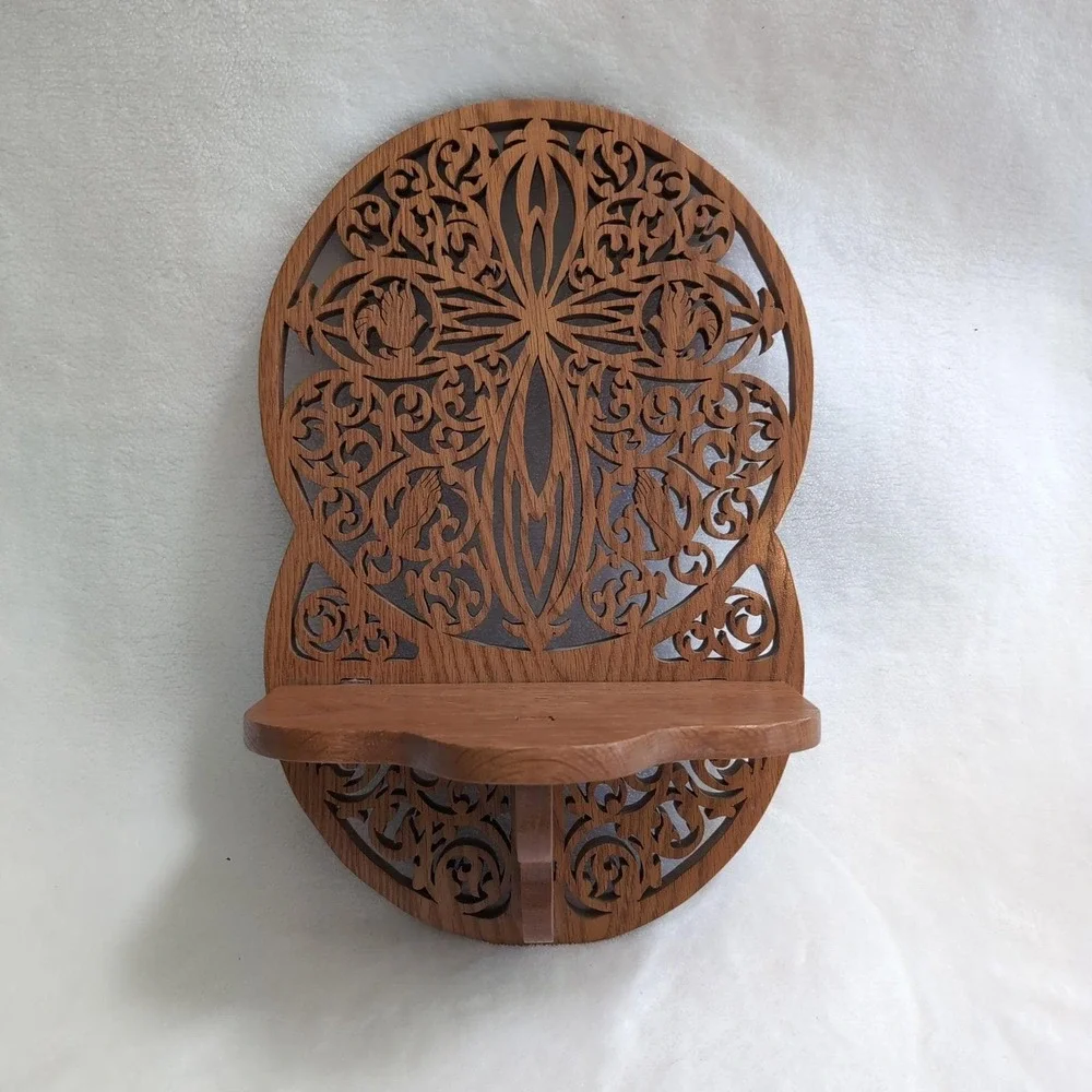 Vintage Handmade Fretwork Wood Wall Shelf Scrollwork Victorian Ornate Laser Cut